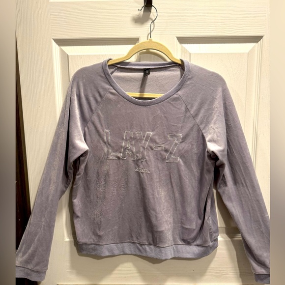 XOXO Women's Oversized Cropped Sweatshirt, Size L, Grey - Picture 1 of 5